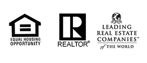Logos for equal housing, Realtor logo and Leading Real Estate Companies of the World